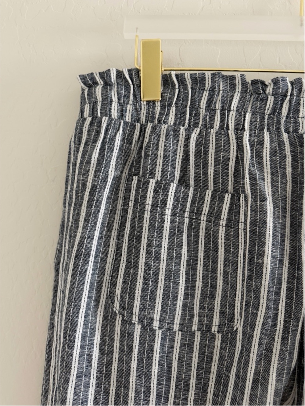 Knox Rose Linen Blend Striped Wide Leg Paper-bag Boho Belted Pants Size XXL - Picture 5 of 7